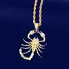 Animal Scorpion Hip Hop Pendant med 18k gult guldhalsband kubiska zirkonhalsbandsmycken för gåva186g