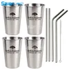 Camp Kitchen Premium Stainless Steel Cups 16oz Pint Cup Tumbler (4 Pack) -Stackable Durable