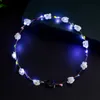 LED Glow Flower Crown Headbands Light Party Rave Floral Hair Garland Wreath Wedding Flower Girl Headpiece Decor c385