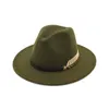 Woolen filt hatt Panama jazz fedoras hattar med metall blad platt grim formell parti och scen topp hatt för kvinnor män unisex20175675096200