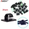 20pcs Car Cable Winder Fastener Charger Line Clasp Wire Cord Clip Tie Fixer Organizer Desk Wall Clamp Holder Management Adhesive