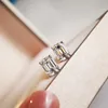 S925 sivler Simple style rectangle shape stud earring with sparkly diamond no fade color for women charm jewelry PS8644230F