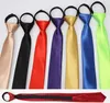 Zipper Neck Tie 45 * 5cm 40 Solid Färger Lazy Slips för Herr Bröllopsfest Faders dag Julklapp Gratis TNT FedEx