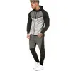 2018 automne Fitness Sportswear hommes ensemble mode survêtements ensembles homme musculation sweats à capuche pantalon veste décontractée costumes livraison directe