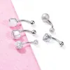 2019 Newest 2 Colors Stainless Steel Belly Button Rings for Women Girls Navel Barbell Body Jewelry Piercing