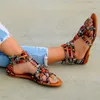 Vente chaude-Bohème Femmes Chaussures Plates D'été Coloré Boho Sandalias Mujer Coloré Femme Plage Plat Grande Taille 34-43