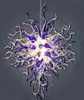 Elegant Blue and Clear Lamps Chandeliers LED Light Source Gift Home Art Pendant Lamp Hand Blown Glass Chandelier