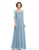 Chic Mother Of The Bride Dresses Crystal V Neck Appliques Chiffon Long Sleeve Evening Dress For Wedding Plus Size Mother Gowns