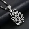 Hip Hop Iced Out Solid Letter No Day Off Hängsmycke Halsband Silver Plated Men Charm Smycken Gift