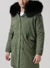 7 цветов, мужские зимние пальто, черная отделка из меха енота, толстовка с капюшоном, ветрозащитная, бренд Meifeng, черная подкладка из кроличьего меха, армейско-зеленые холщовые длинные парки