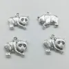 100 Stück Panda Tier Charms Anhänger Retro Schmuck Zubehör DIY Antik Silber Anhänger für Armband Ohrringe Schlüsselanhänger 14*17mm