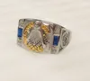 Gold Masonic Rings unika kvinnor Mäns blå safir CZ Stone Rostfritt stål frimurer Mason Regalia Signet Rings Bröllopband Ring