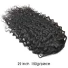 Deep curly human hair ponytail for black women side part ponytail hairstyle 1pcs drawstring ponytail natural 1b 140g