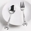 Criativa Wrench em forma de forquilha da colher de cozinha Home Aço Inoxidável Louça Fruit Salad Dessrt Forks Faqueiro