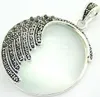 Fri frakt 925 Sterling Silver Naturligt klar vit opal Runt Marcasite Runt hänge 35MM