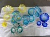 Wholesale Murano Цветочные плиты Настенные Искусства Синий оттенок Желтый Тень Декоративные Руководства Стекло Висячие Плиты с краями гребешки