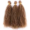 Gouden kleur afro kinky krullend synthetisch haarverlenging 100g / stuks hoge temperatuur haarbundels nieuwe mode weeft haar inslag kinky culry