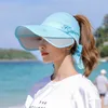 Siloqin 2019 جديد الصيف المرأة القبعات الشمس فارغة أعلى قبعة الشمس قناع قابل للسحب السيدات المضادة للأشعة فوق البنفسجية المتضخم قناع النساء شاطئ القبعات