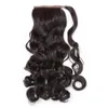 ブラジルのレミーヘアエクステンションの120gの黒人女性の波状ポニーテールクリップ延長PONYテール人間の髪巾着ポニーテールのクリップ