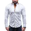 Camisas casuales para hombres Hombres 2021 Marca Moda Slim Solid Manga Larga Vestido Blanco Tamaño Ropa de Hombre de Algodón 4xl1
