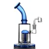 3 Arten blaue Perc-Bäume Glas-Ölplattformen Recyler-Wasserbongs Bent Neck Glas-Wasserpfeifen Rauchen Shisha 14,4 mm Banger