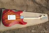 Fabriksanpassad elektrisk gitarr med Zebra Pattern Faner, Maple Fretboard, Chrome Hardwares, erbjuder skräddarsydda tjänster
