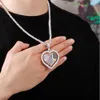 Men Women Custom Made Rotatable Love Heart Po Pendant Double Sided Pictures Pendant Necklace gifts Zircon Pendant240n