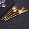 Western Portable Cutlery Set Travel 4pcs 304 Stainless Steel Dinnerware Set With Luxury Handle Knife Fork Dinner Tableware Set