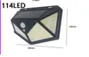 4PCs 100LED Solar Light Outdoor Waterproof 4-Side Solar Powered Lamp 120 grader PIR Motion Sensor Vägg Ljus Garden Yard Solarlampa