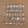 117PC / Massor Antik Silver Mixed Heart Dangle Charms Pendants Pärlor för smycken gör armband halsband