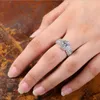 Vintage Fashion Jewelry 925 Sterling Silver Round Cut White Topaz CZ Diamond Gemstones Party Women Wedding Engagement Band Ring Fo243O