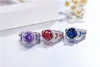 Vintage Stylish Round Stone Feb Birthstone Purple Gemstone Rings For Women silver Finger Ring Bridal Wedding Jewelry Lover Gifts