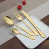 Novo Aço Inoxidável Gold Gold Sets Colher Faca Faca Colher de Chá Conjunto de Louça de Cozinha Utensílio 4 Estilo Conjuntos WX9-377