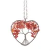 Natural Crystal Stone Choker Necklaces Chakra Tree Of Life Quartz Heart Pendant Women Jewelry Free Shipping