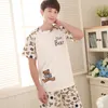 Erkekler Yaz Yeni Sevimli Kore 2019 Pamuk Kısa Kollu Şort Erkek Gençlik XL Pijama Pijama Setleri Erkek Pijama Set Erkekler Pijama
