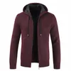 Sweat-shirts pour hommes automne marque épais décontracté coton chapeau pull cardigan hommes hiver mode tricots vêtements d'extérieur chaud pull manteau