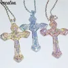 Vecalon Handmade Big Cross pendant 925 Sterling silver 5A Cz Wedding Engagement Pendants with necklace for Women Men Jewelry