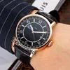 Yeni Patrimony Moon Phase Miyota 8217 Otomatik Erkek İzle Rose Gold Mavi Numarası Çubuk İşaretleyiciler Kahverengi Deri Saatler Timezonewatch E50a1 Dial