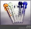 QBsomk mini smoking pipe with colored coil small hand oil burner In Stock short glass colored Burner