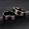 Stainless Steel ring jewelry women mens rings engagement rainbow gold edge drop ship