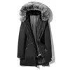 Natural Collar Fox Fur revestimentos encapuçados Inverno Parkas Longo real Fur Coats Plus Size Clothes 4XL Espessamento Quente Windbreaker exterior