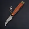 Speical Offer Hardwood Handle Knives Outdoor Camping Hunting Fishing Folding knife 440C Satin Blade With Mushroom Sweep Brush