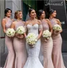 2019 Elegant Mermaid Bridesmaid Dresses Cheap Dusty Pink Long Bohemian Prom Party Gowns Plus Size Garden Country Wedding Guest Dress