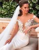 2019 Eddy K Capage des manches sirènes robes de mariée en dentelle appliques boho robes de mariée sexy illusion arrière satin longues robes de mariage 2488