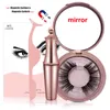 Magnetische valse wimpers met vloeibare eyeliner en make-upspiegel magnetische eyeliner herbruikbare wimper pincet 5 magneten zijde oog wimpers no lijm nodig