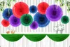 HAOCHU 1 Juego azul oscuro 6 unids/lote abanicos de papel calado flor decoraciones para fiesta de cumpleaños niños recuerdos para la boda de Año Nuevo