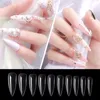 504pcs / box Fake Nail Artificial Press på Long Ballerina Clear / Natural / Vit False Coffin Nails Art Tips Full Cover Smycken Box