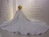 100％リアル写真高級長袖レースアップリケ結婚式のドレスVinatgeサウジアラビアのドバイイスラム教徒のプラスサイズのブライダルガウン