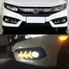 For Honda Civic 10th 2016 2017 2018 turning Signal style relay 12V Car LED DRL Daytime Running Lights Accessories with Fog Lamp hole