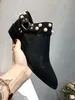 Hot Sale-2019 Newest Feminine Martin boots fashion pearl ankle boots Genuine leather low heel autumn winter shoes women size 35-39